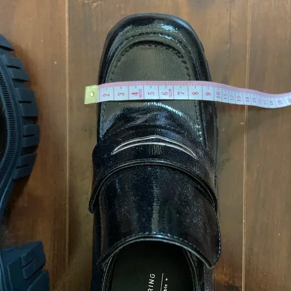 Call It Spring SEREENA High Heel Chunky Vegan Leather Loafers - Black - Picture 6 of 8